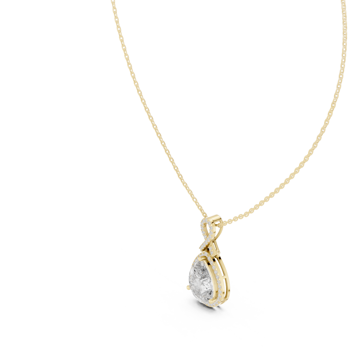 Pear-Shaped Halo Diamond Pendant