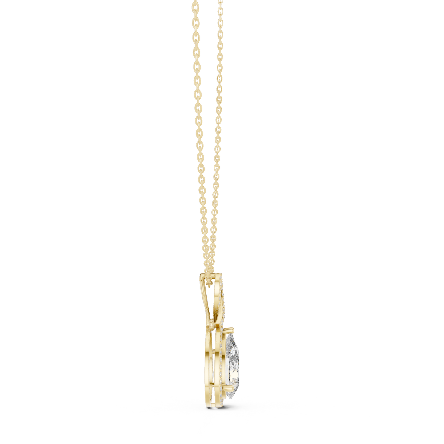 Pear-Shaped Halo Diamond Pendant