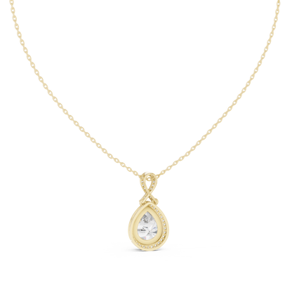 Pear-Shaped Halo Diamond Pendant