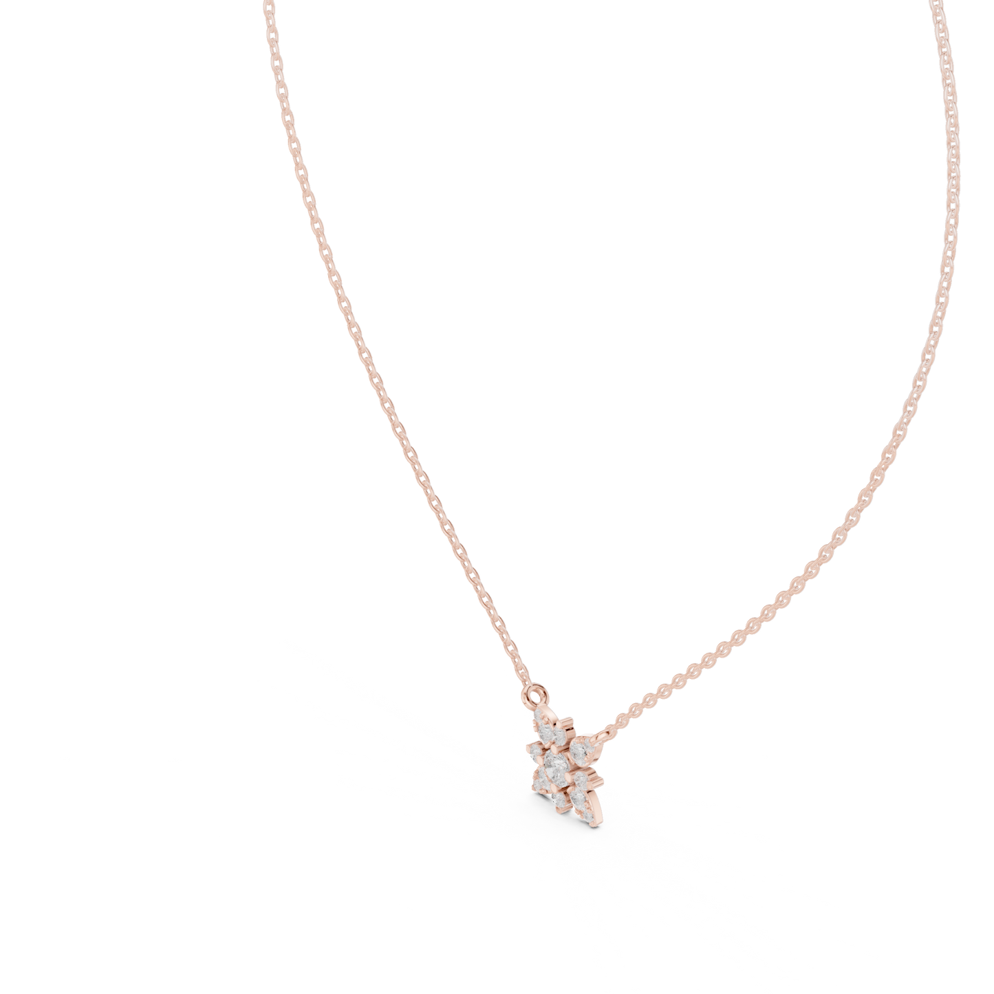 Floral Diamond Pendant Necklace