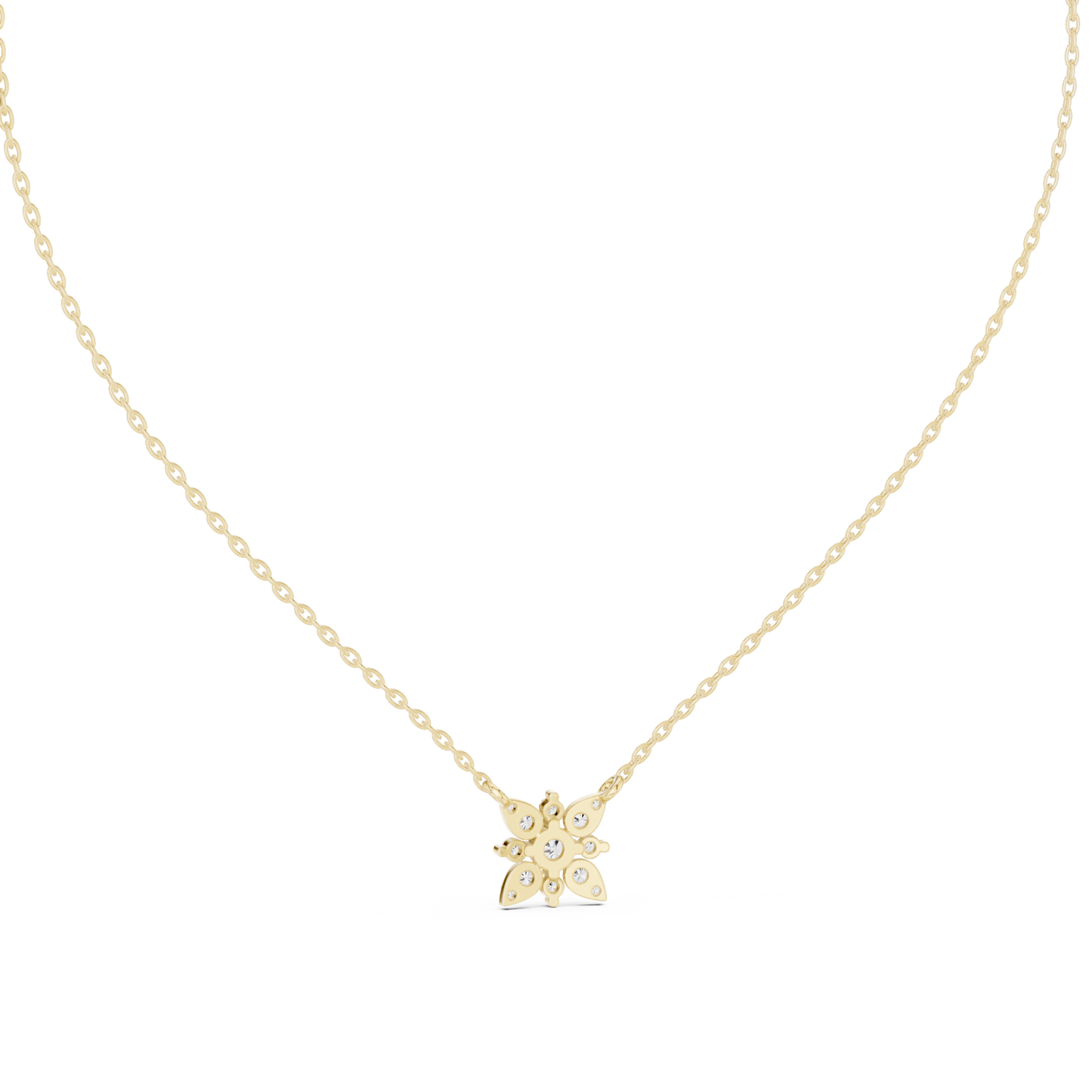 Floral Diamond Pendant Necklace