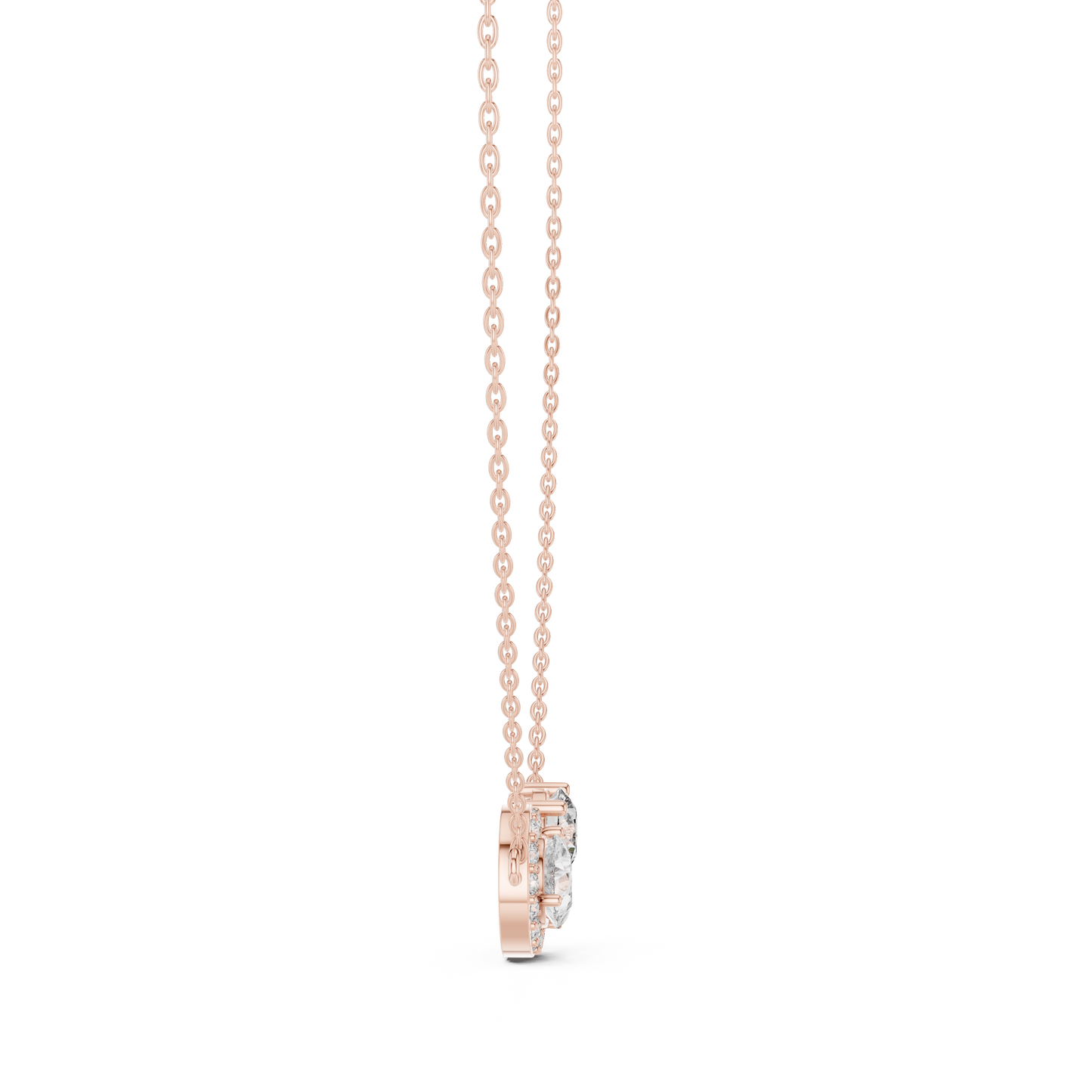 Two-Stone Pear & Round Diamond Pendant Necklace