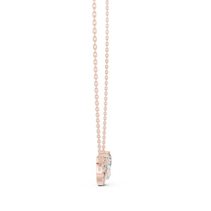 Two-Stone Pear & Round Diamond Pendant Necklace