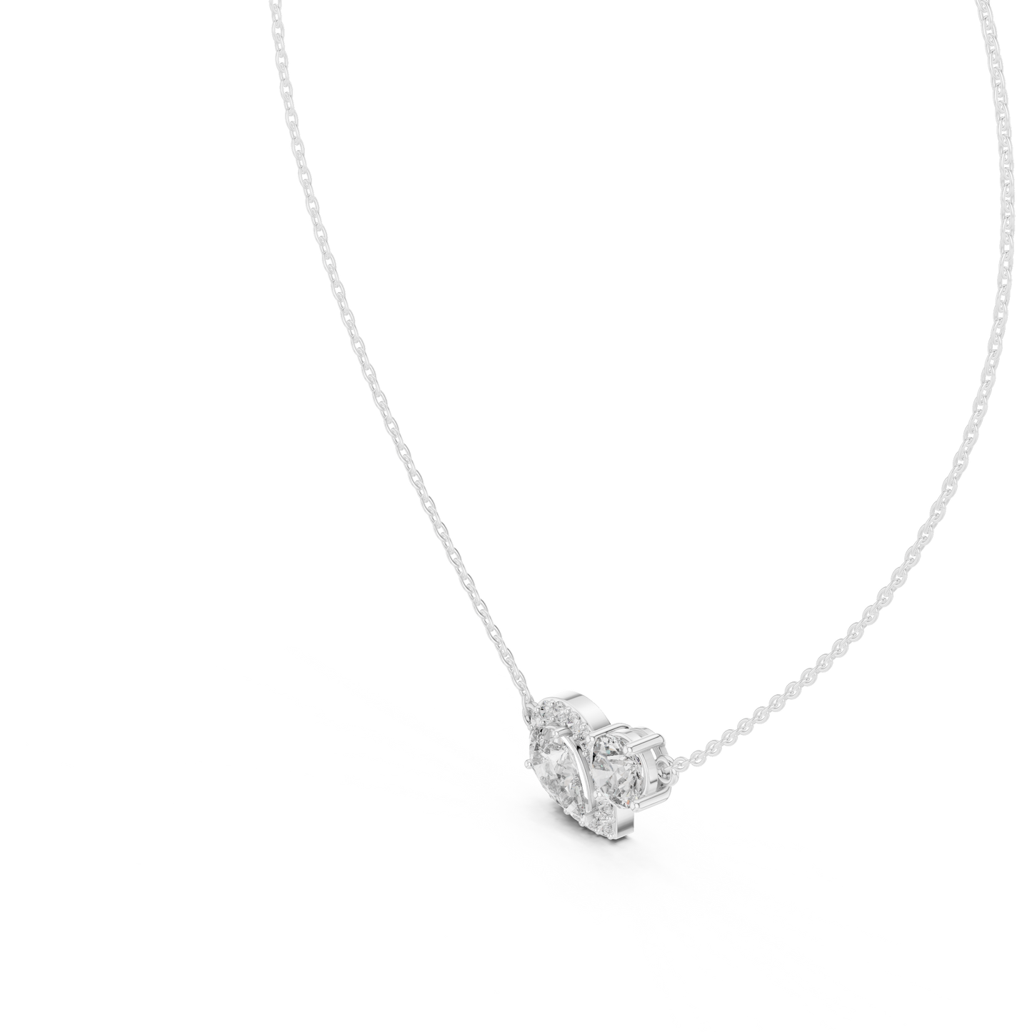 Two-Stone Pear & Round Diamond Pendant Necklace