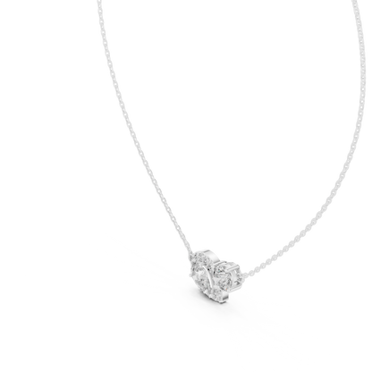 Two-Stone Pear & Round Diamond Pendant Necklace