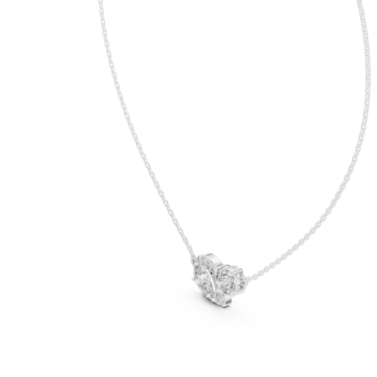 Two-Stone Pear & Round Diamond Pendant Necklace