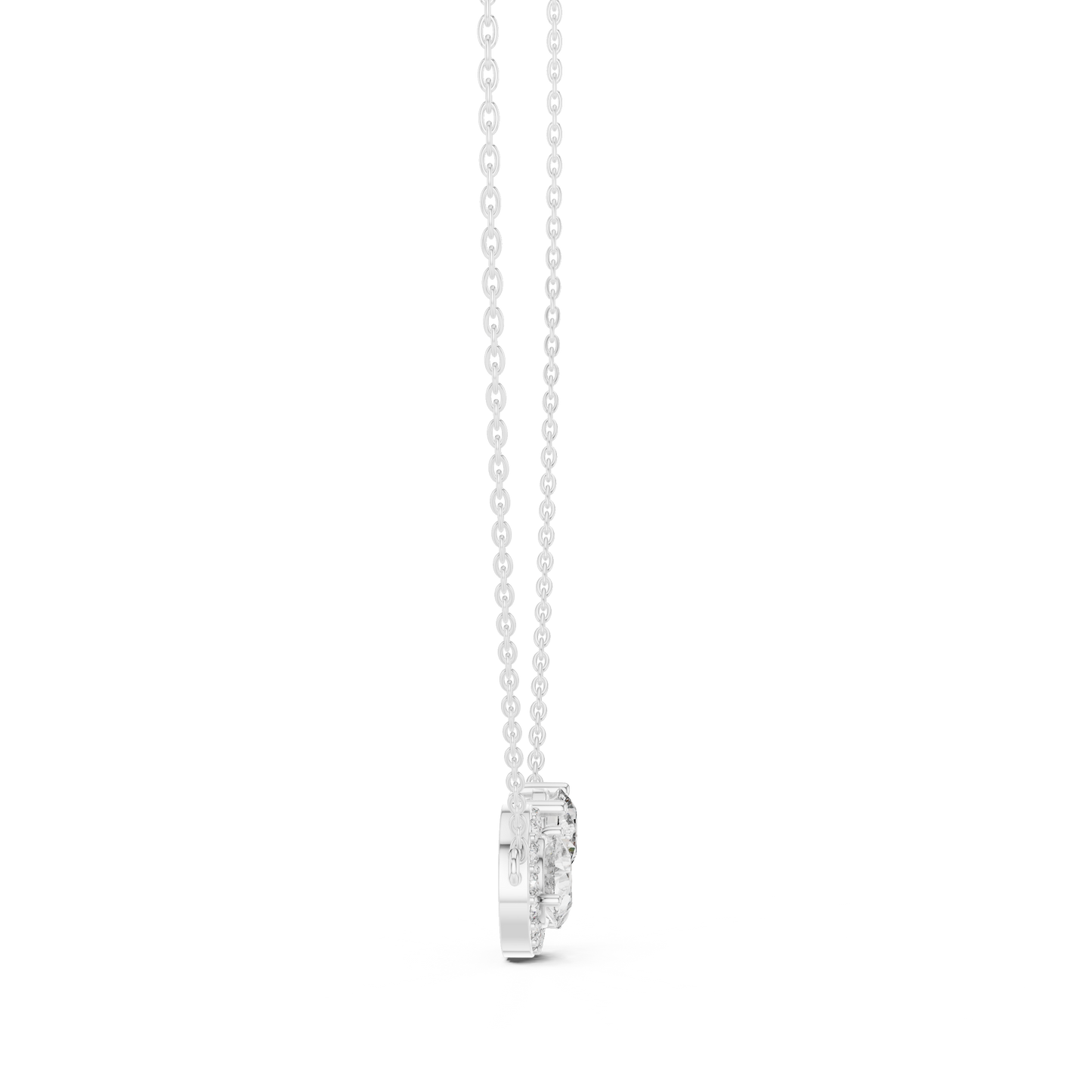 Two-Stone Pear & Round Diamond Pendant Necklace