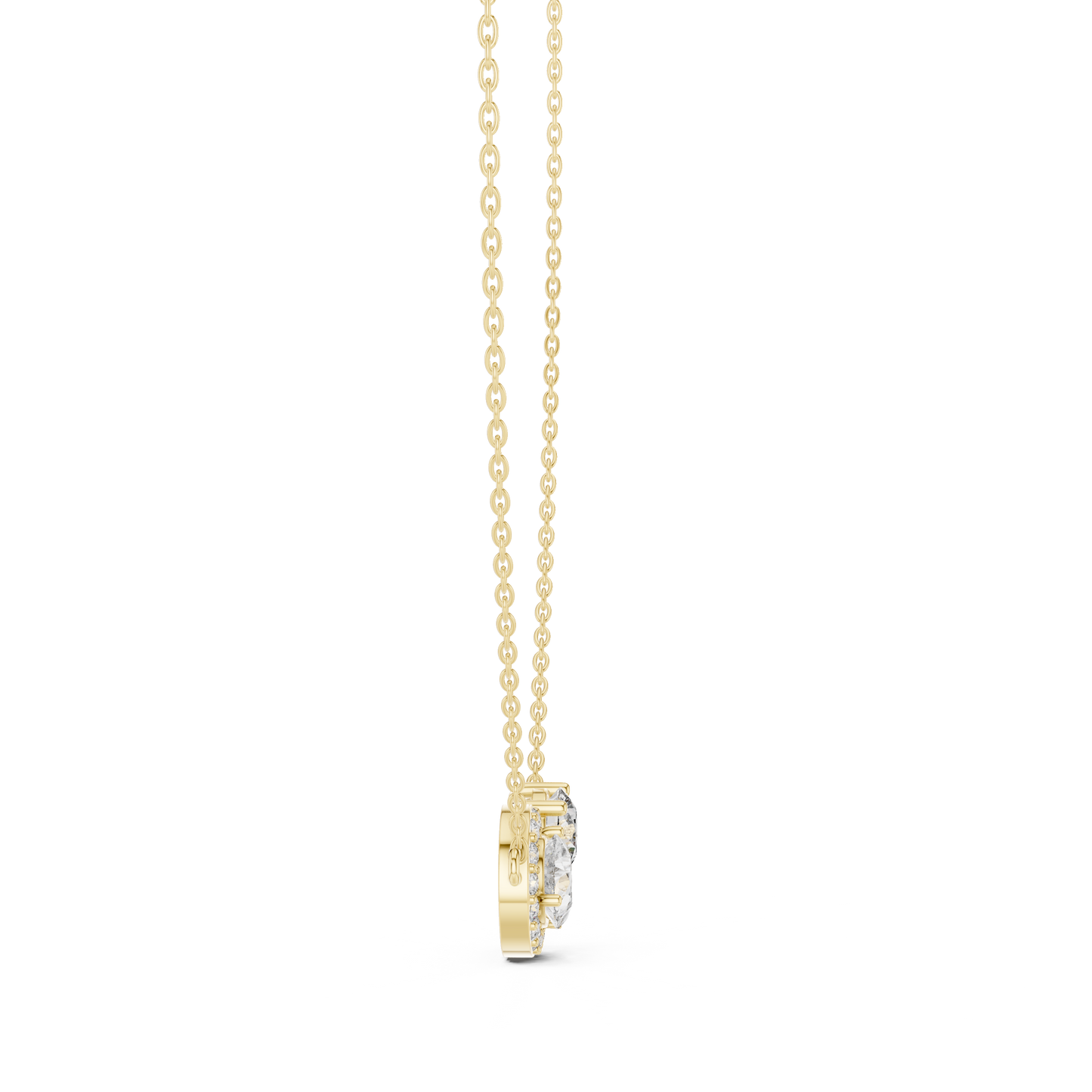 Two-Stone Pear & Round Diamond Pendant Necklace