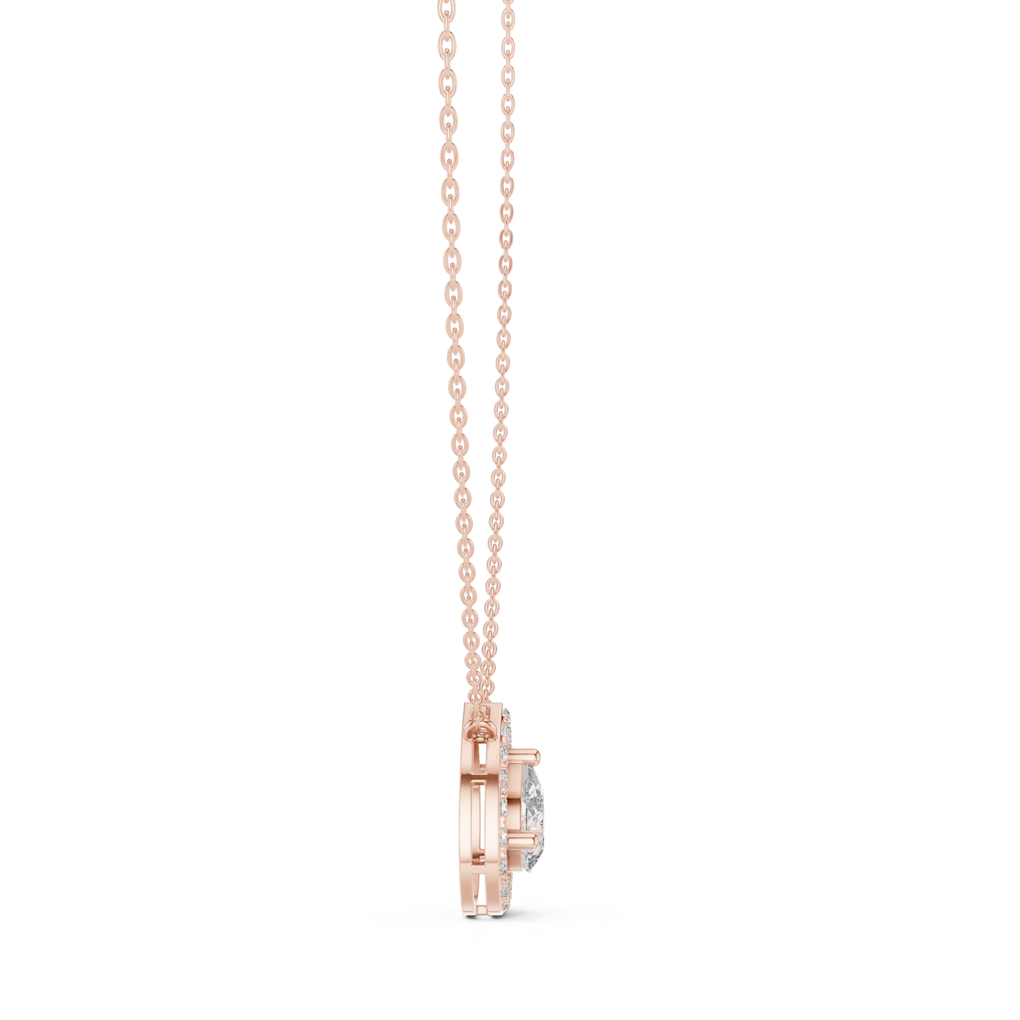Pear-Shaped Diamond Halo Pendant