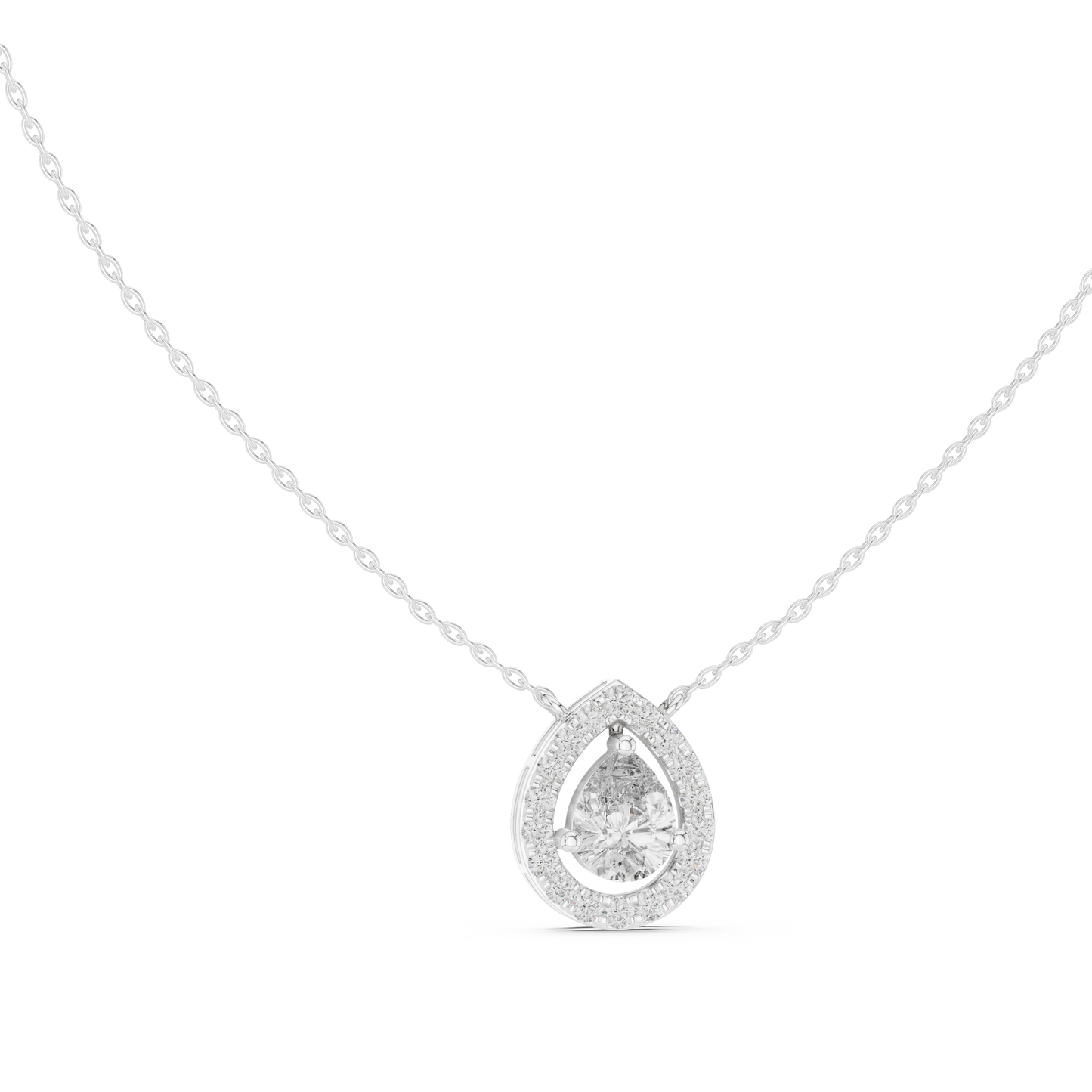 Pear-Shaped Diamond Halo Pendant