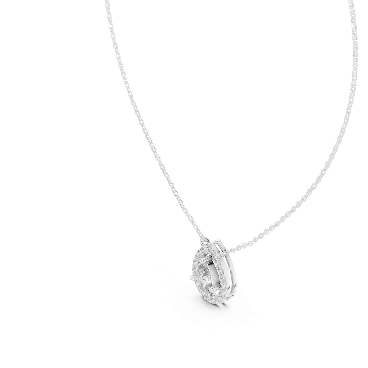 Pear-Shaped Diamond Halo Pendant
