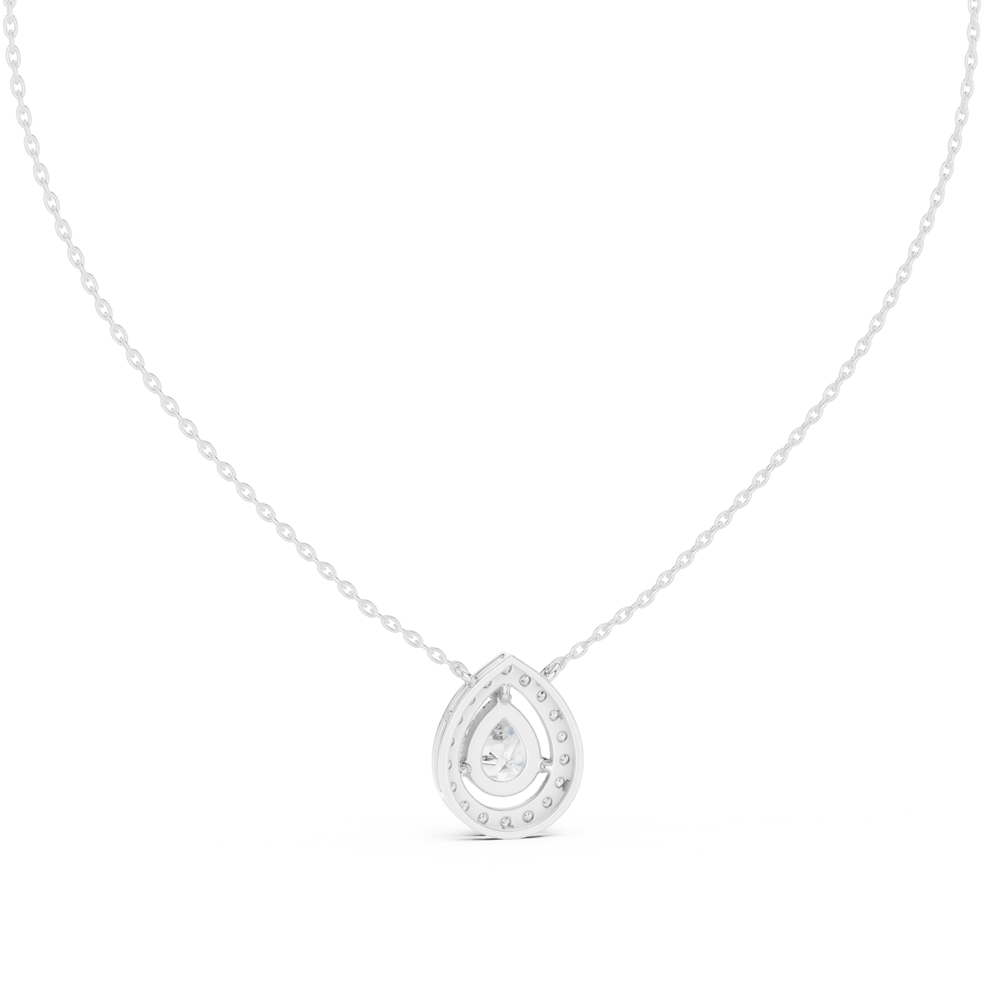 Pear-Shaped Diamond Halo Pendant