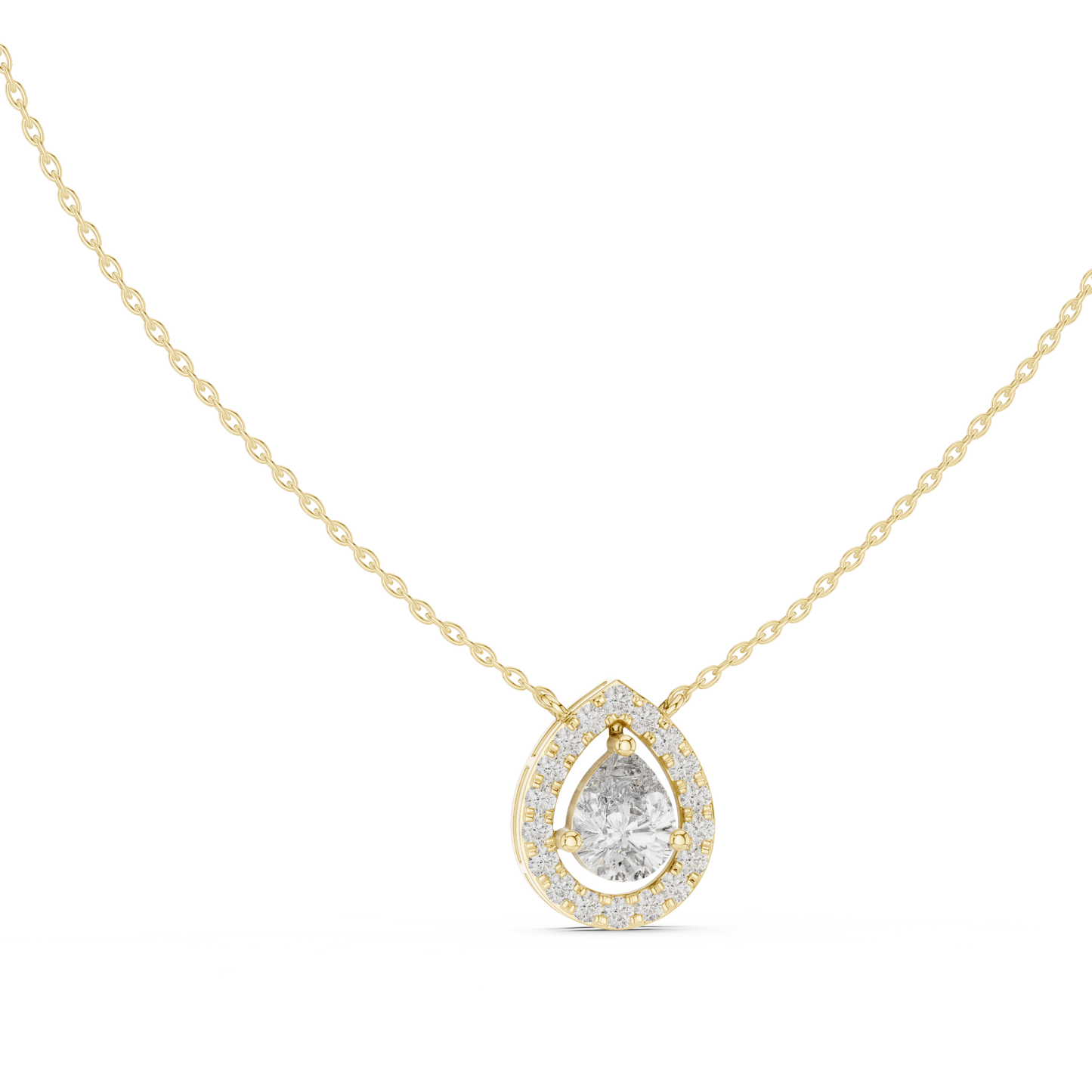 Pear-Shaped Diamond Halo Pendant