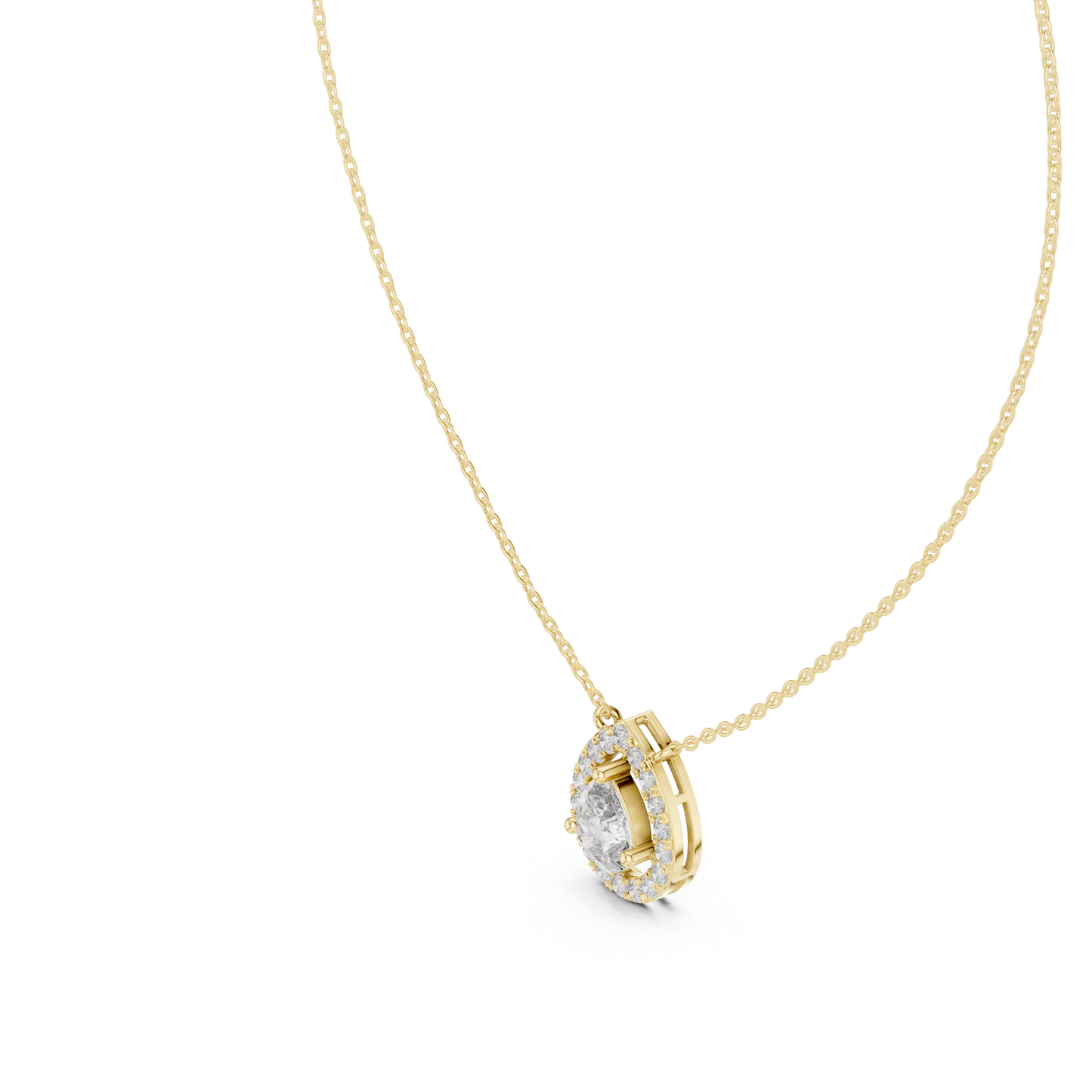 Pear-Shaped Diamond Halo Pendant