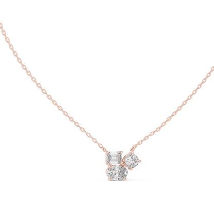 Three-Stone Diamond Cluster Pendant Necklace