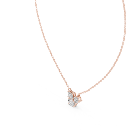 Three-Stone Diamond Cluster Pendant Necklace