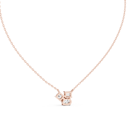 Three-Stone Diamond Cluster Pendant Necklace