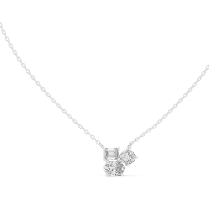 Three-Stone Diamond Cluster Pendant Necklace