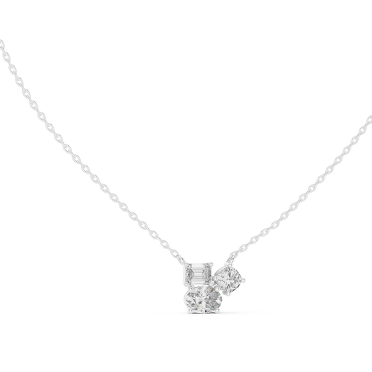 Three-Stone Diamond Cluster Pendant Necklace