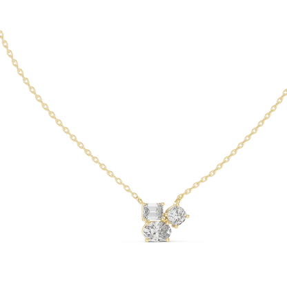 Three-Stone Diamond Cluster Pendant Necklace