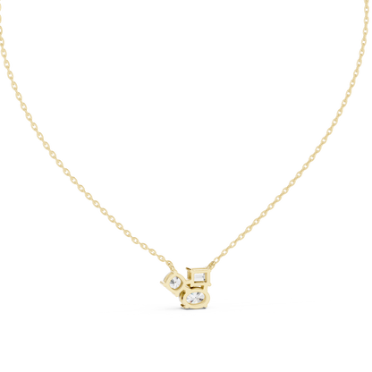Three-Stone Diamond Cluster Pendant Necklace