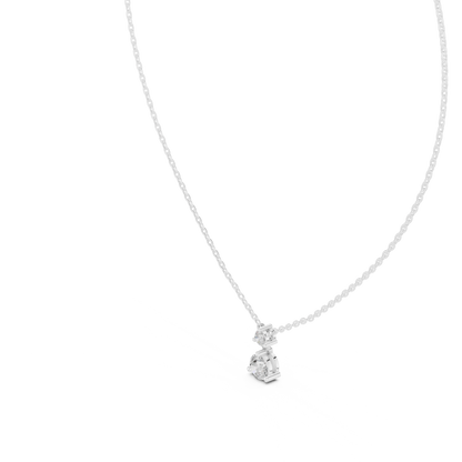 Two-Diamond Drop Pendant Necklace