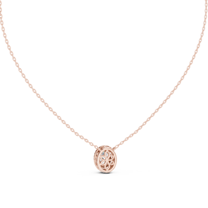 Oval Diamond Halo Pendant Necklace