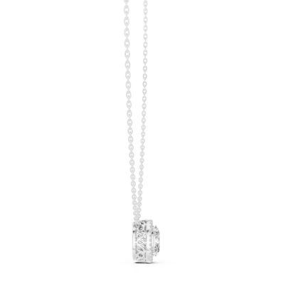 Oval Diamond Halo Pendant Necklace