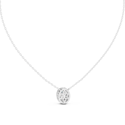 Oval Diamond Halo Pendant Necklace