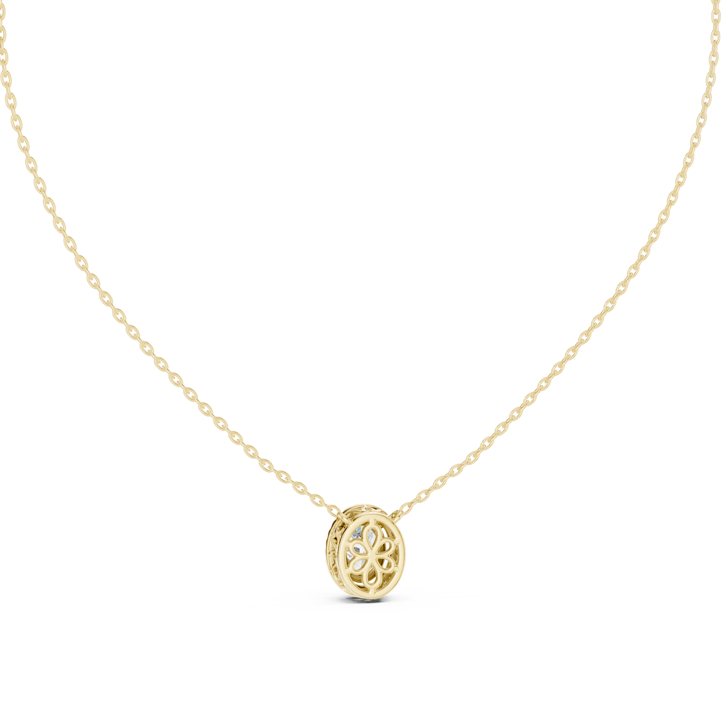 Oval Diamond Halo Pendant Necklace