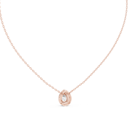 Pear-Shaped Diamond Halo Solitaire Pendant Necklace