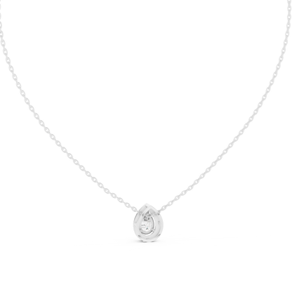 Pear-Shaped Diamond Halo Solitaire Pendant Necklace
