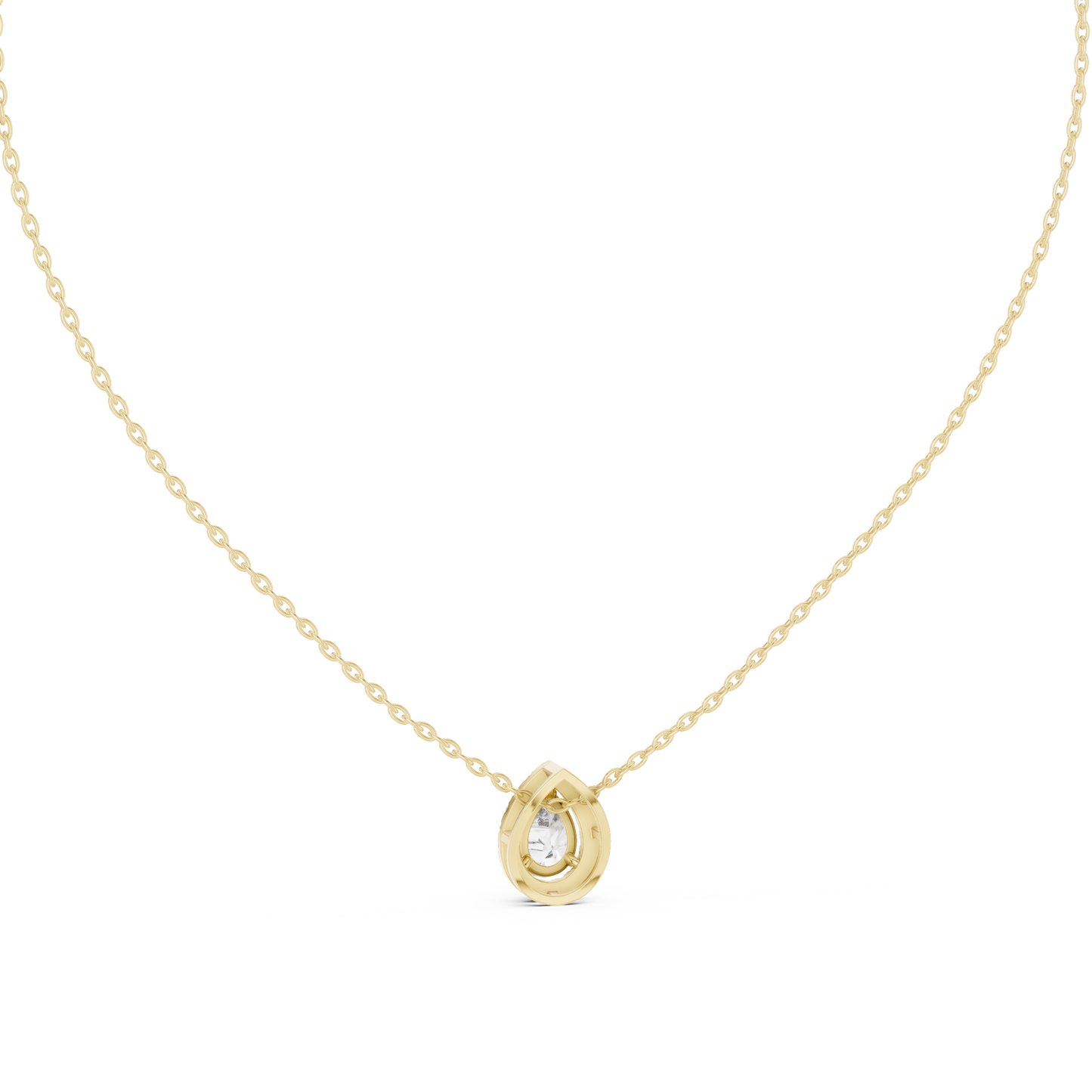 Pear-Shaped Diamond Halo Solitaire Pendant Necklace