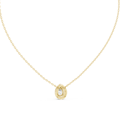 Pear-Shaped Diamond Halo Solitaire Pendant Necklace
