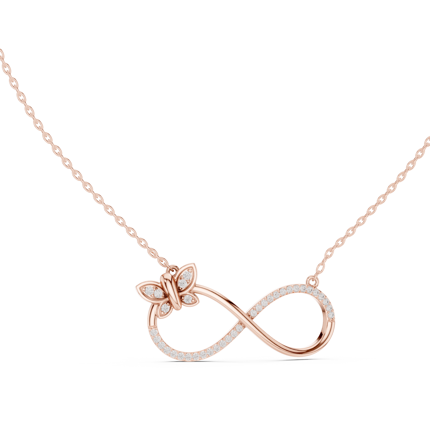 Diamond Butterfly Infinity Pendant Necklace
