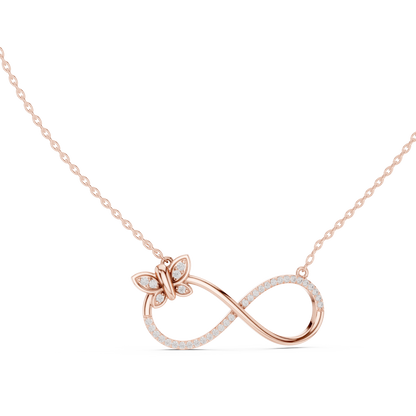 Diamond Butterfly Infinity Pendant Necklace