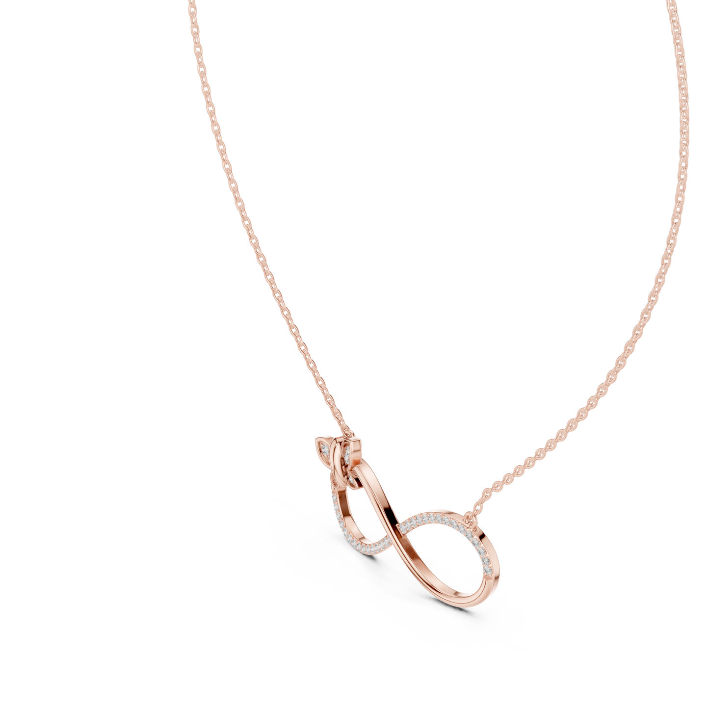Diamond Butterfly Infinity Pendant Necklace