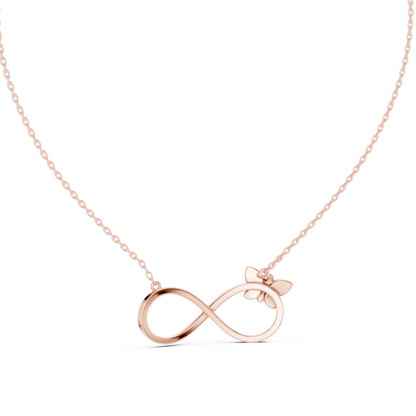 Diamond Butterfly Infinity Pendant Necklace