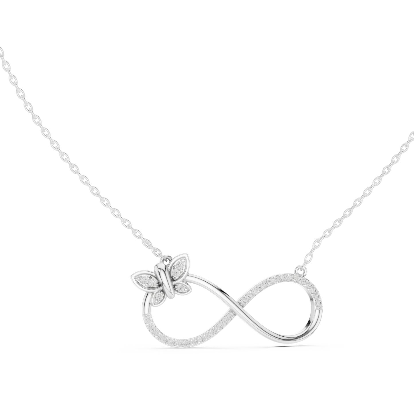 Diamond Butterfly Infinity Pendant Necklace