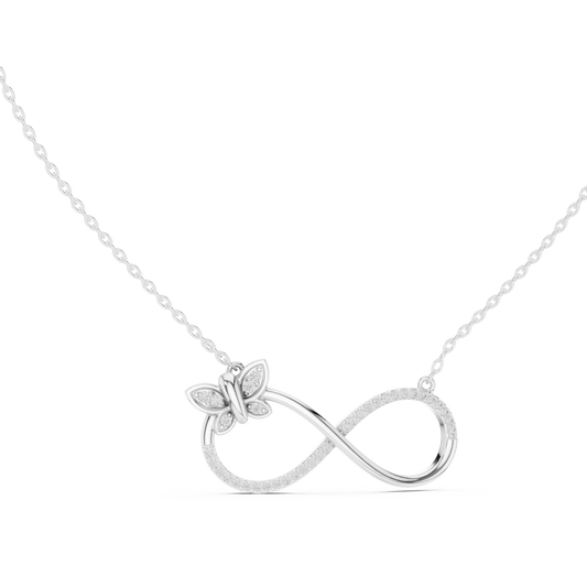 Diamond Butterfly Infinity Pendant Necklace