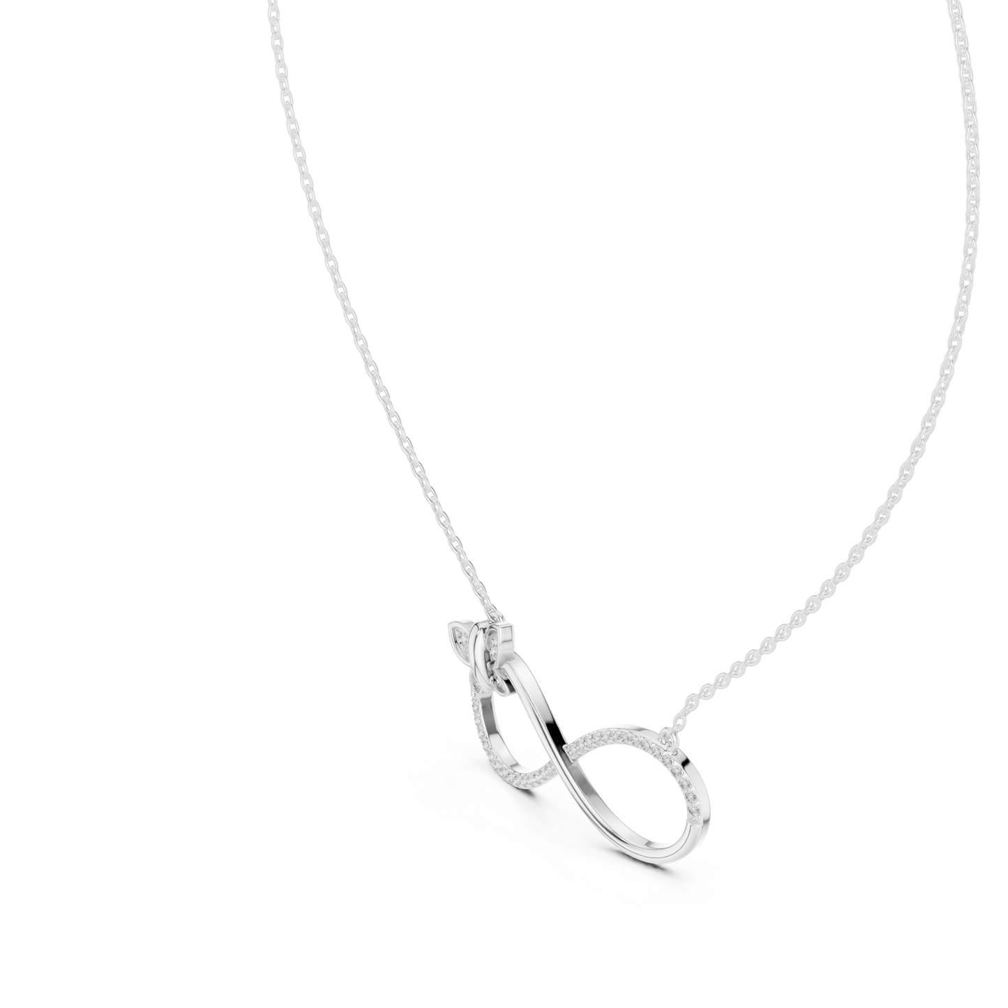 Diamond Butterfly Infinity Pendant Necklace