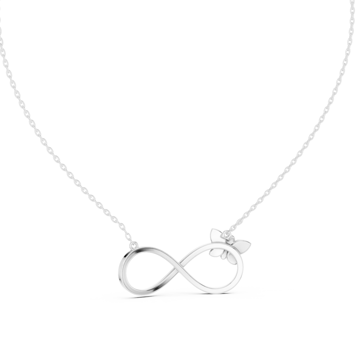 Diamond Butterfly Infinity Pendant Necklace