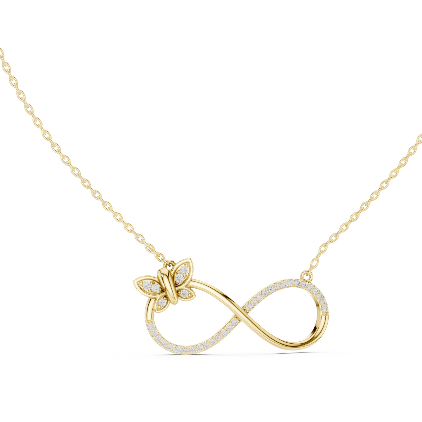 Diamond Butterfly Infinity Pendant Necklace