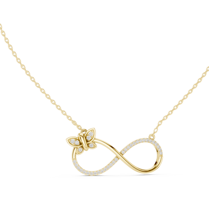 Diamond Butterfly Infinity Pendant Necklace