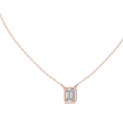 Emerald-Cut Solitaire Diamond Pendant Necklace