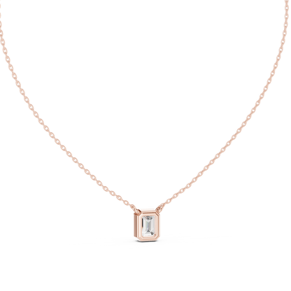 Emerald-Cut Solitaire Diamond Pendant Necklace