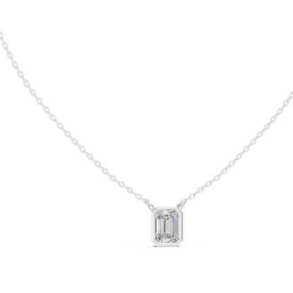 Emerald-Cut Solitaire Diamond Pendant Necklace