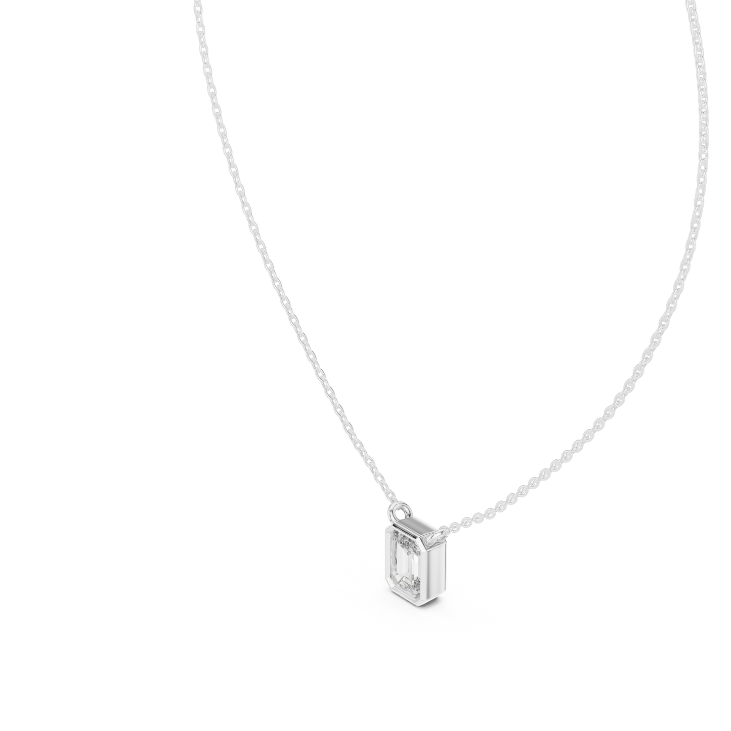 Emerald-Cut Solitaire Diamond Pendant Necklace