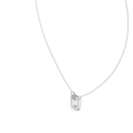 Emerald-Cut Solitaire Diamond Pendant Necklace