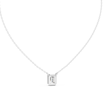 Emerald-Cut Solitaire Diamond Pendant Necklace